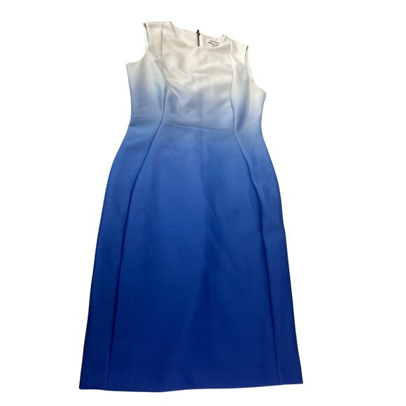 Calvin Klein Womens Sleeveless Blue poly/spandex Sheath midi Dress Size 8 SKU 91 - Picture 1 of 12